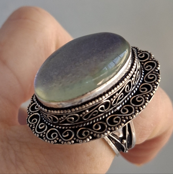 New Dichroic Glass 925 Silver Ring.  - Picture 8 of 16